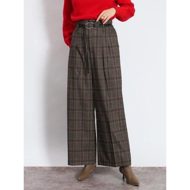 フェンネル（FENNEL）/サークルバックルグレンチェックワイドパンツ