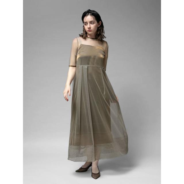 プチローブ（petirobe）/メタッリクサテン×チュールコンビドレス