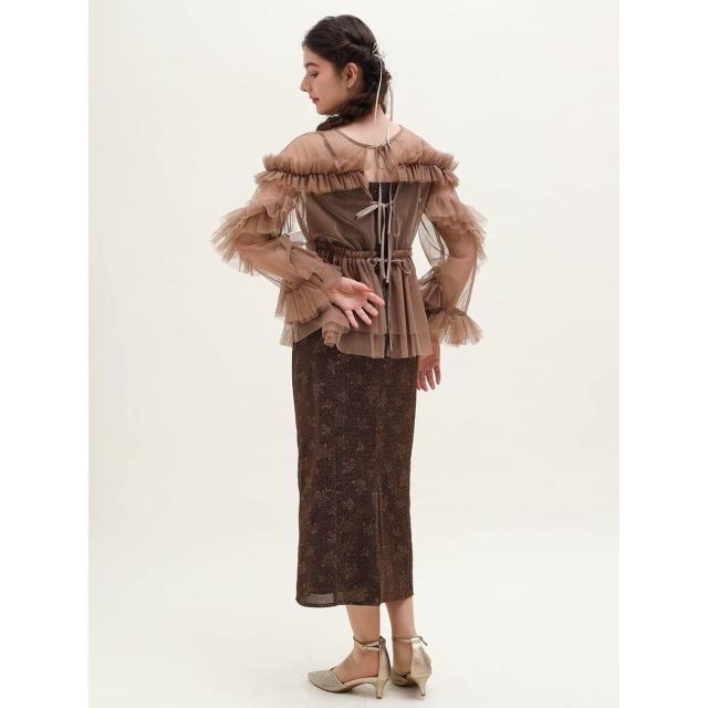 プチローブ（petirobe）/フリルチュールトップスラメ混キャミワンピースセット_6