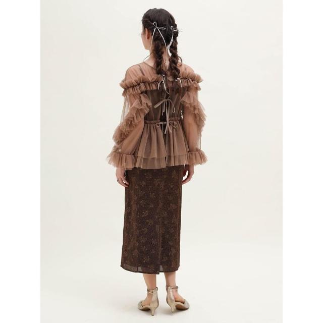 プチローブ（petirobe）/フリルチュールトップスラメ混キャミワンピースセット_8
