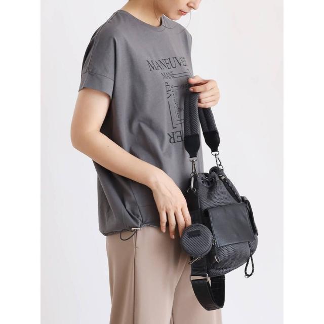 nouer　ヌエール　レザーライクポケット巾着メッシュバッグ ヌエール nouer レザーライクポケット巾着メッシュバッグ