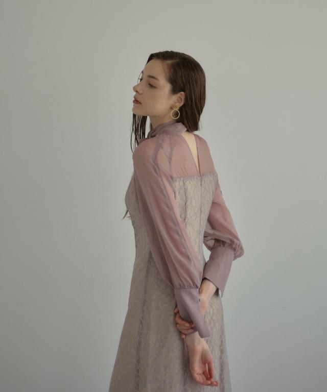 アンドレスド（ANDRESD）/2wayリボンリーフレースドレス 結婚式ワンピース 