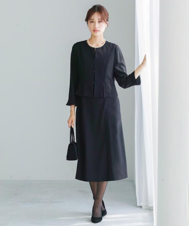 ホワイトジョーラ（WHITE JOOLA）/【洗濯機可！ストレッチ！防シワ！】慶事・弔事で使える！ペプラムジャケットレイヤード風ワンピース