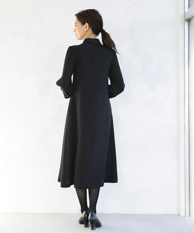 ホワイトジョーラ（WHITE JOOLA）/【洗濯機で洗える】喪服　WEB限定/胸元レース切り替えデザインブラックフォーマルワンピース_12