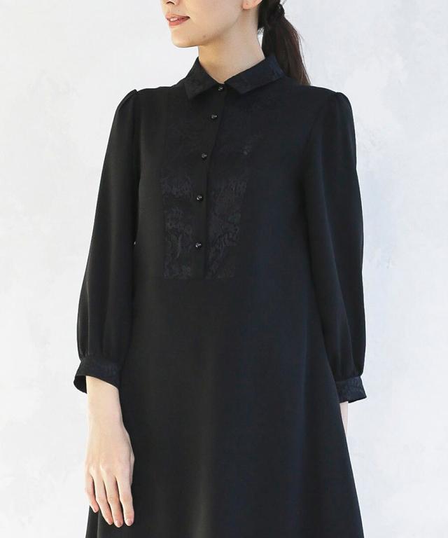 ホワイトジョーラ（WHITE JOOLA）/【洗濯機で洗える】喪服　WEB限定/胸元レース切り替えデザインブラックフォーマルワンピース_14