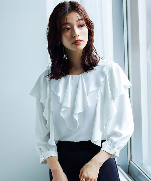 ホワイトジョーラ（WHITE JOOLA）/【手洗いできる＆防シワ加工】WEB限定！ラッフルフリルデザイン・ソフトデシンブラウスの通販は 5,544円