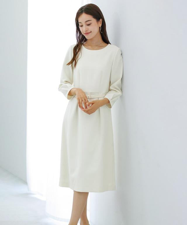 ホワイトジョーラ（WHITE JOOLA）/ダブルピケクロス・きちんと見えワンピース