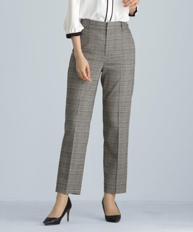 ホワイトジョーラ（WHITE JOOLA）/【 洗える 】 トラッドチェック・センタープレスストレートパンツ