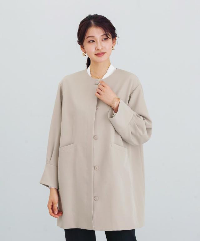 ホワイトジョーラ（WHITE JOOLA）/【多機能すぎるコート】ダブルピケクロス・ボリューム袖コクーンシルエットライトコート