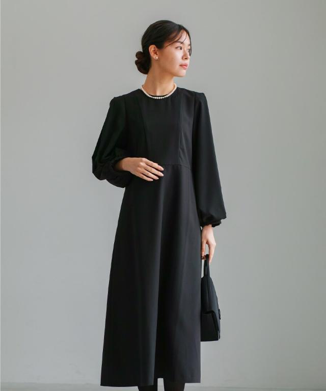 ホワイトジョーラ（WHITE JOOLA）/喪服・礼服【洗えるフォーマル】ボリュームシフォン袖フレアワンピース
