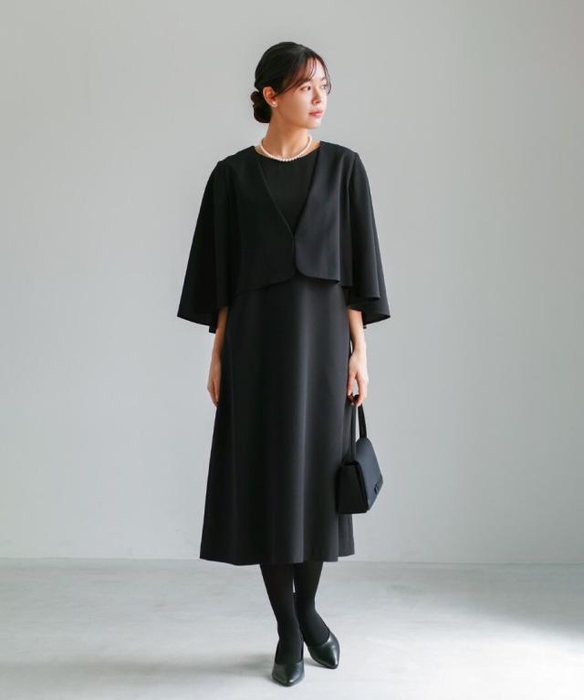 ホワイトジョーラ（WHITE JOOLA）/喪服・礼服【洗えるフォーマル】ケープジャケット＆Aラインワンピース2点セット
