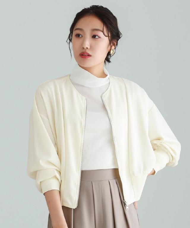 エミリアン（Emilyan）/【 洗える・ストレッチ 】 梨地ストレッチ・ダブルジップリブブルゾン