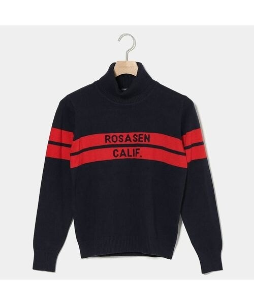 その他のブランド（other）/ハイネック ロサーセン　レディース　ライン＆ロゴインターシャタートルニット