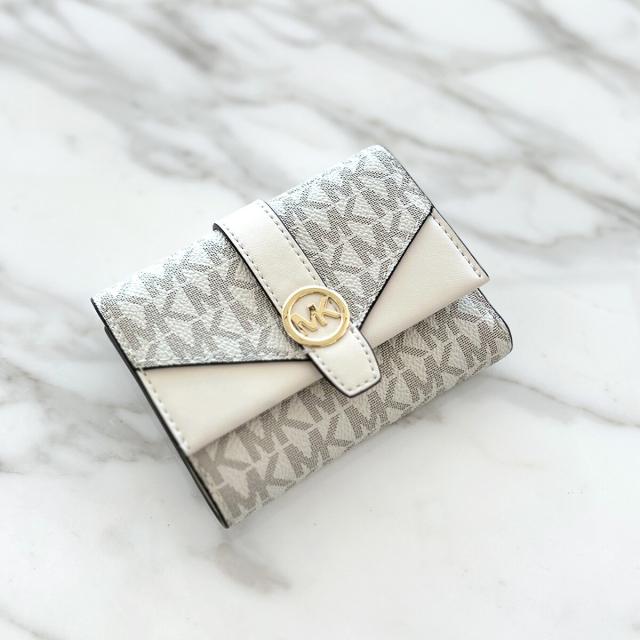 1円 ■美品■ MICHAEL KORS マイケルコース ロゴ クロコ型押しレザー 2WAY ショルダーバッグ ハンドバッグ ライトブルー系 C7515fO 1円 □美品□ MICHAEL KORS マイケルコース ロゴ レザー ゴールド金具