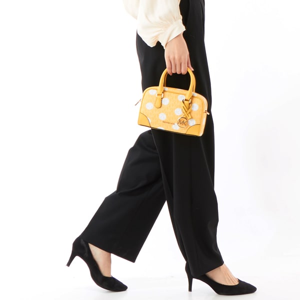 MKマイケルコース イエロー小花柄オフショルダー夏ドレス 送料込 SummerSALE開催! 8/9～8/18 10時迄!】Michael Kors マイケル