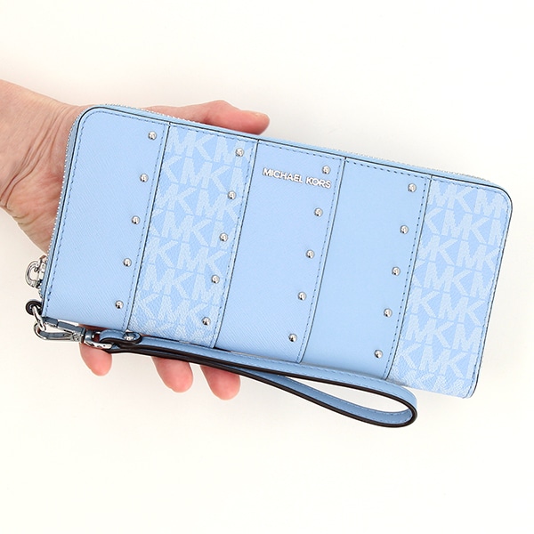 マイケル・コース（Michael Kors）/JET SET スタッズ パッチワーク コンチネンタル ウォレット ラージ − MKシグネチャー