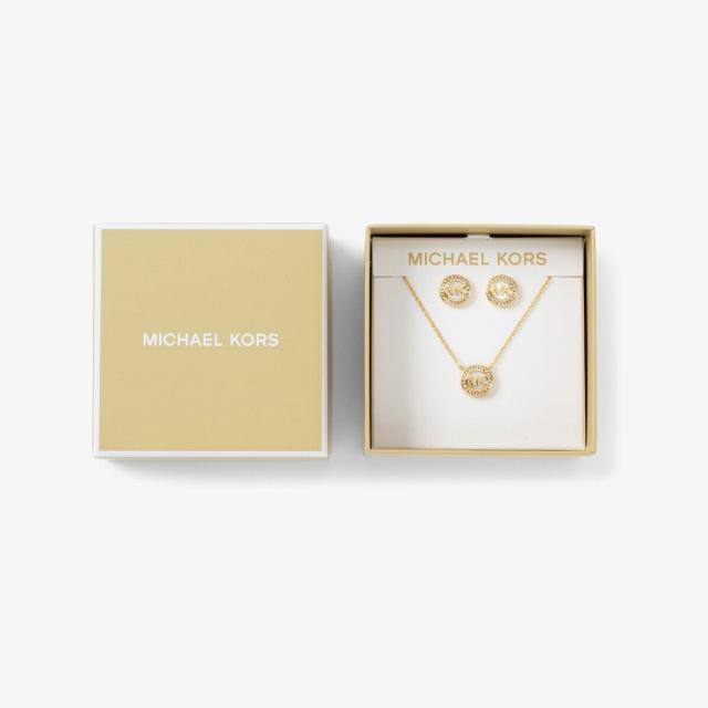MICHAEL KORSマザーオブパール ペンダント& スタッドピアス セット マイケル・コース（Michael Kors）/サークルロゴ マザーオブパール
