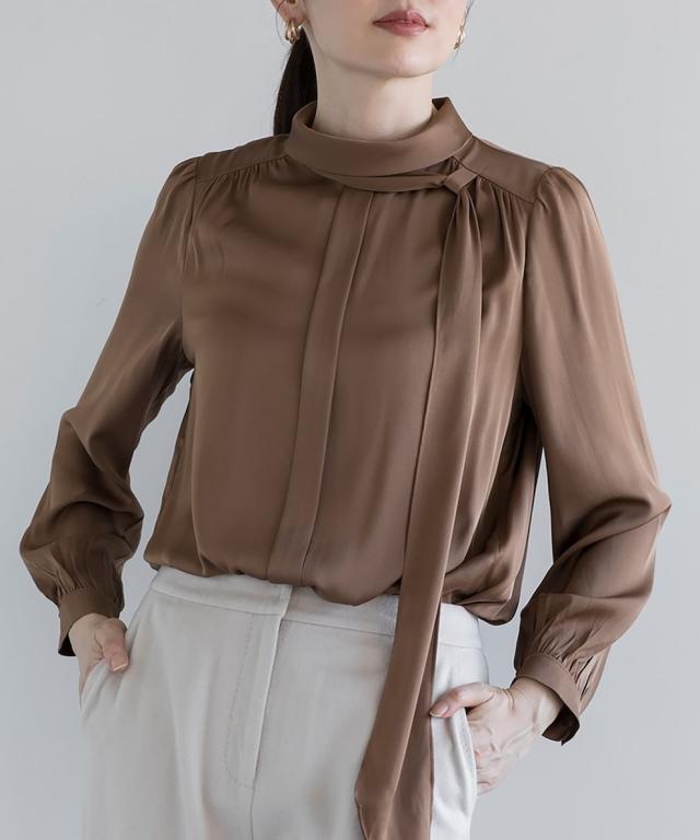 ディケイドクラシック（DECADE CLASSIC）/【DECADE CLASSIC】シルクネックレースアップデザインシャツ