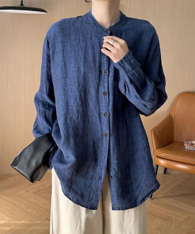 ディケイドクラシック（DECADE CLASSIC）/ノーカラーシャツブラウス