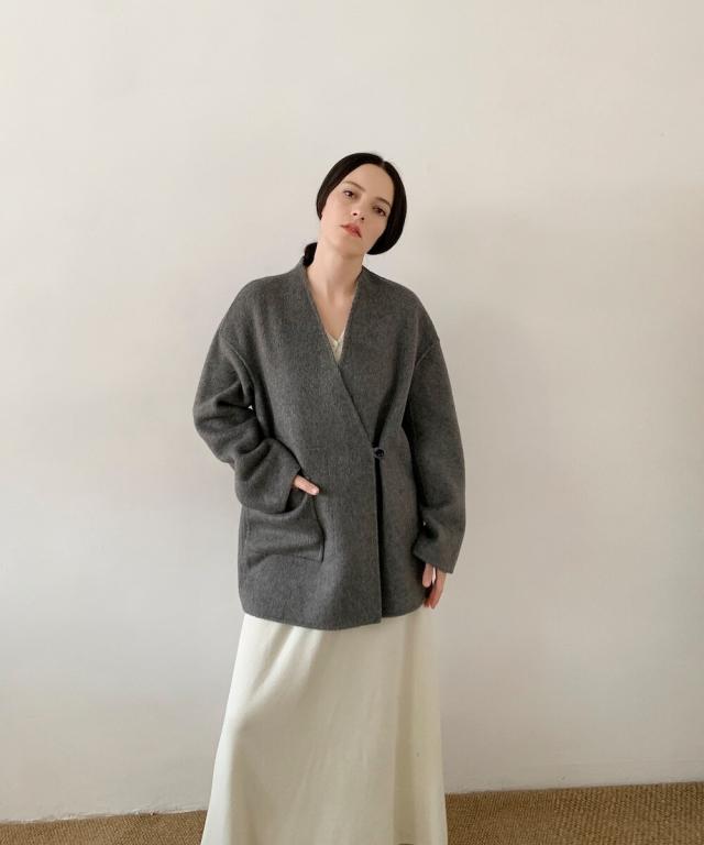 ディケイドクラシック（DECADE CLASSIC）/DECADE CLASSIC ノーカラーリバーウールコート