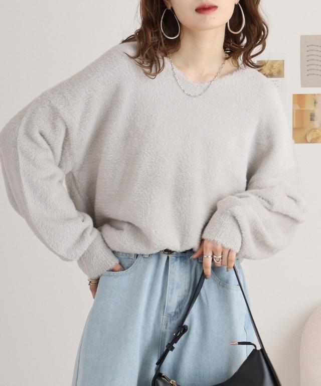 アットワン（atONE）/5Gシャギー?ラメVプルオーバー