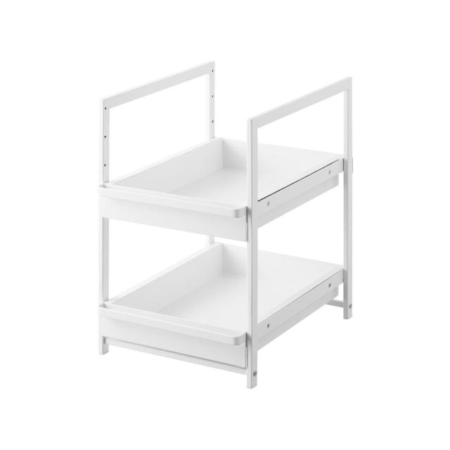 スライド式2段収納ラック ホワイト MALL ホーム＆キッチン シンク下 スライドラック 2段 ホワイト W30.4