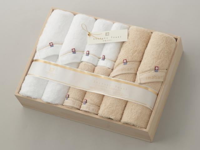 今治タオル（imabari towel）/今治謹製 至福タオル 木箱入り  フェイスタオル・バスタオル各4枚入り  SH55200