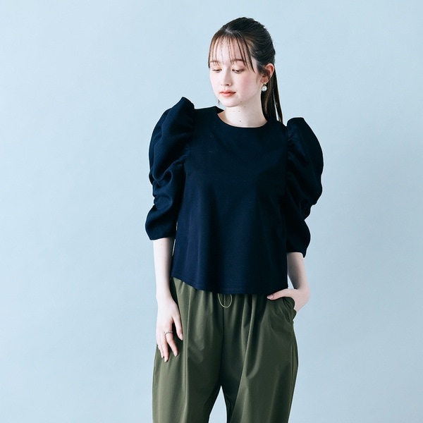 オーディア ミューズ（Audie a Muses）/異素材ボリュームスリーブカットソー