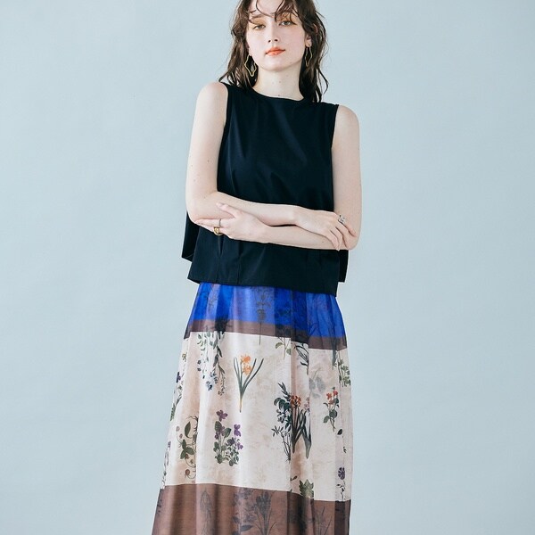 オーディア ミューズ（Audie a Muses）/カラーブロックフラワープリントスカート