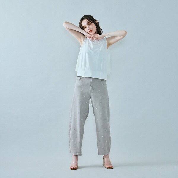 オーディア ミューズ（Audie a Muses）/パール付きカーブデニム/gray