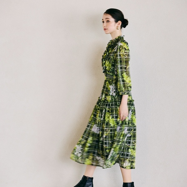 オーディア ミューズ（Audie a Muses）/フラワーチェックプリントワンピース