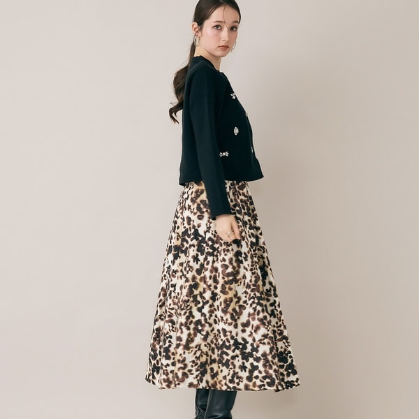 オーディア ミューズ（Audie a Muses）/ヒョウ柄ボリュームスカート