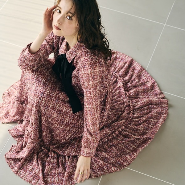 オーディア ミューズ（Audie a Muses）/【人気追加】ツィードプリントワンピース