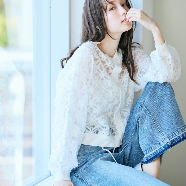 オーディア ミューズ（Audie a Muses）/フラワー立体刺繍ブラウスカーディガン