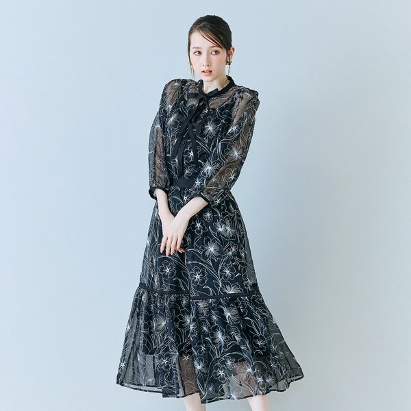 オーディア ミューズ（Audie a Muses）/シアー刺繍バイカラーティアードスカート_5