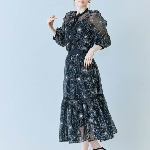 オーディア ミューズ（Audie a Muses）/シアー刺繍バイカラーティアードスカート_6