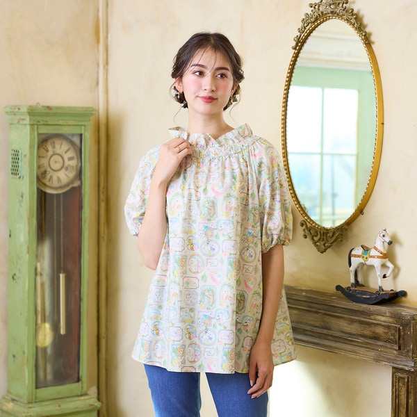 ジョリープッペ（Jolly Poupee）/【22fabric】チェリッシュ/ ギャザーフリルブラウス