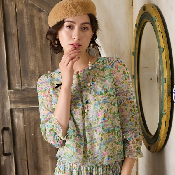 ジョリープッペ（Jolly Poupee）/【22fabric】コロコロタウン/バルーンヘムブラウス