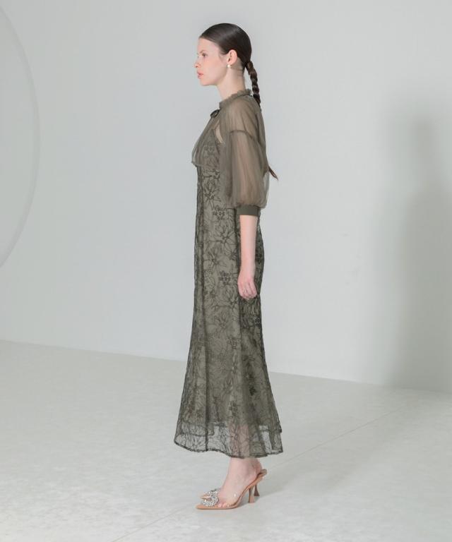 レジャ（Leja）/【LEJA】リボン付きシアーボレロ刺繍レースキャミ