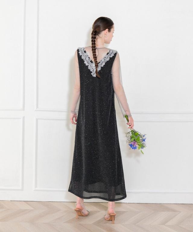 美品】leja ラメ入りAラインドレス（Mサイズ） レジャ（Leja）/【LEJA