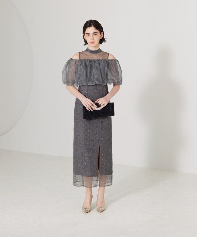 レジャ（Leja）/LEJA−2WAYオフショルダーパフスリーブスリットIライン