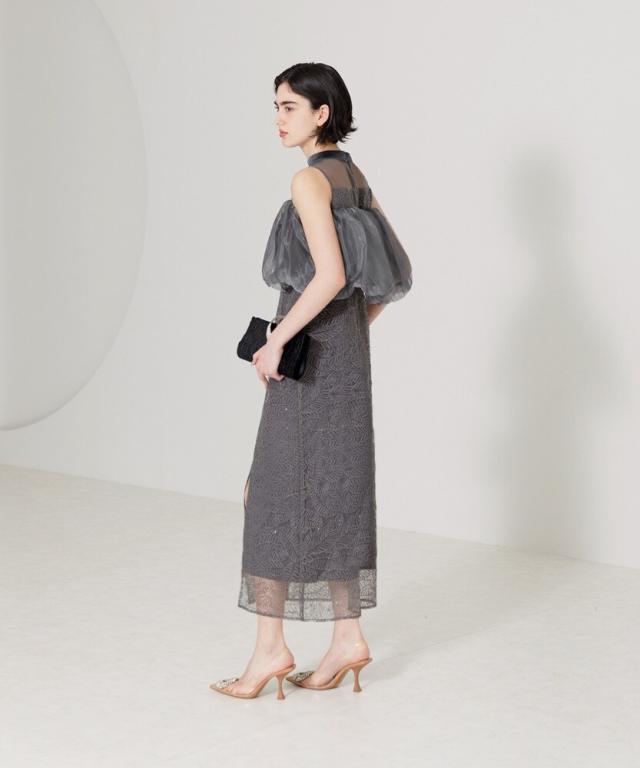 Leja 2wayオフショルダーパフスリーブIラインドレス Leja ドレス 「LEJA」2WAYオフショルダーパフスリーブスリットI