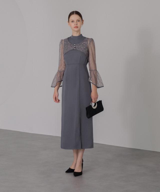 レジャ（Leja）/花柄レースパールショートボレロスリットIラインドレス