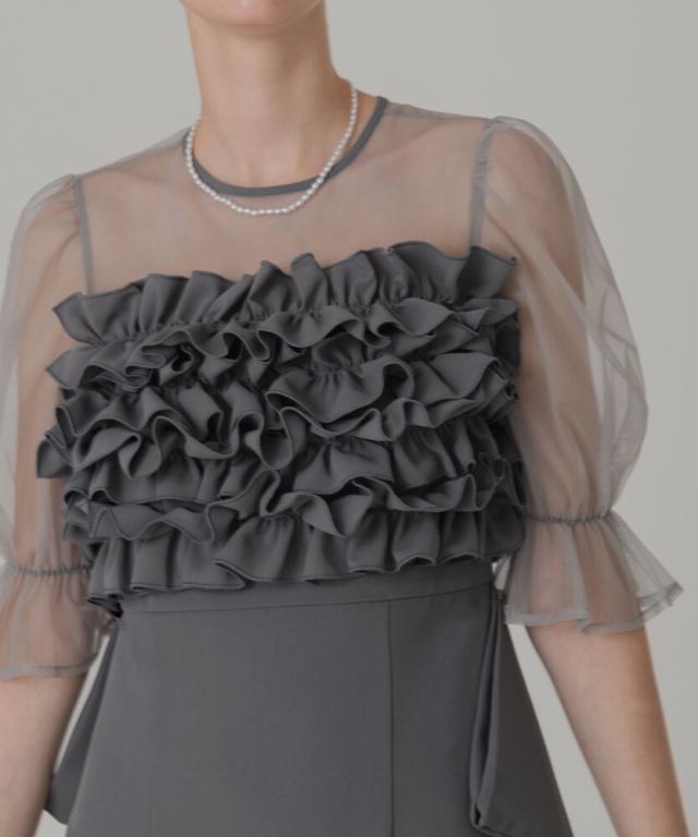 レジャ（Leja）/フリルチュールパフスリーブ変形ラインドレス