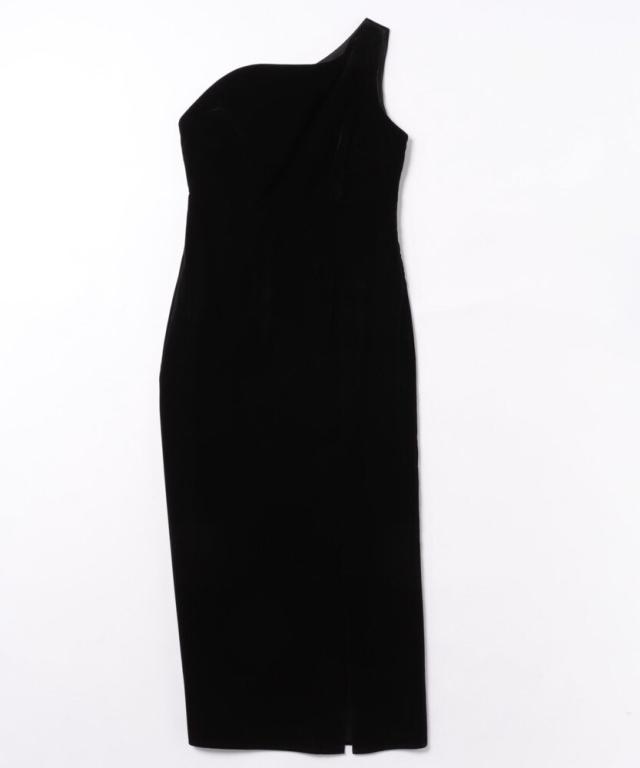 レジャ（Leja）/アシンメトリーティアードフリル3WAYベロアIラインドレス