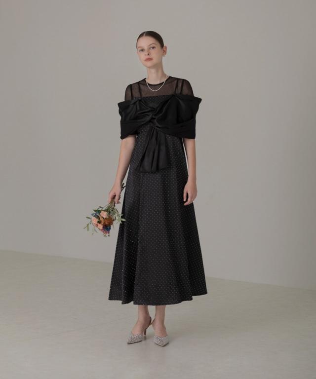 レジャ（Leja）/2WAYフロントボレロリボンドット柄Aラインドレス
