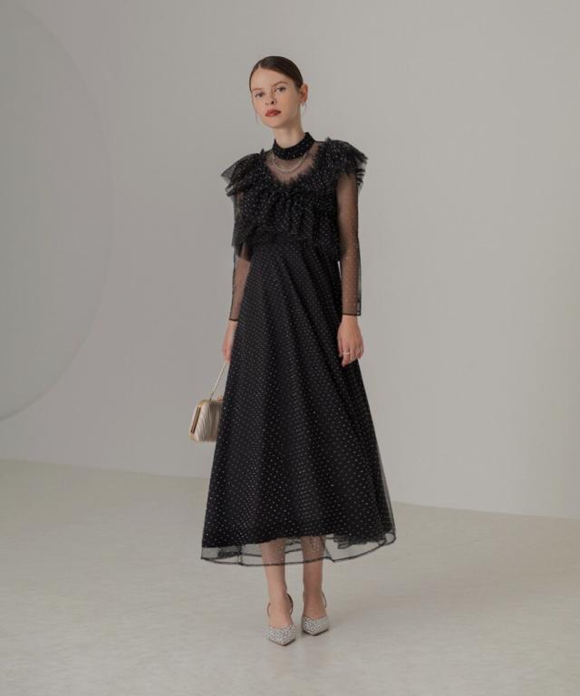 レジャ（Leja）/2wayドットストーンギャザーチュールAラインドレス