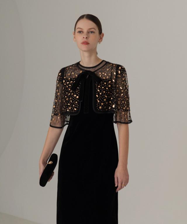 レジャ(Leja)/ビジューストーンボレロベロアスリットIラインドレスの通販は レジャ(Leja)/ビジューストーンボレロベロアスリットIラインドレスの通販は