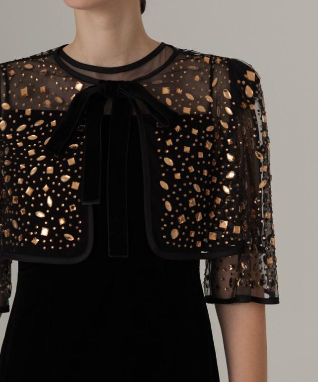 レジャ(Leja)/ビジューストーンボレロベロアスリットIラインドレスの通販は レジャ(Leja)/ビジューストーンボレロベロアスリットIラインドレスの通販は