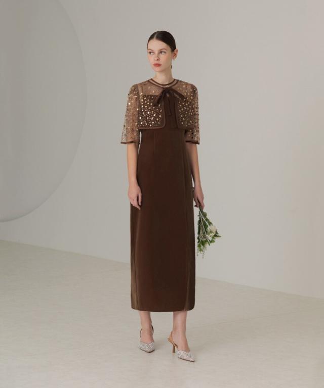 レジャ(Leja)/ビジューストーンボレロベロアスリットIラインドレスの通販は レジャ(Leja)/ビジューストーンボレロベロアスリットIラインドレスの通販は